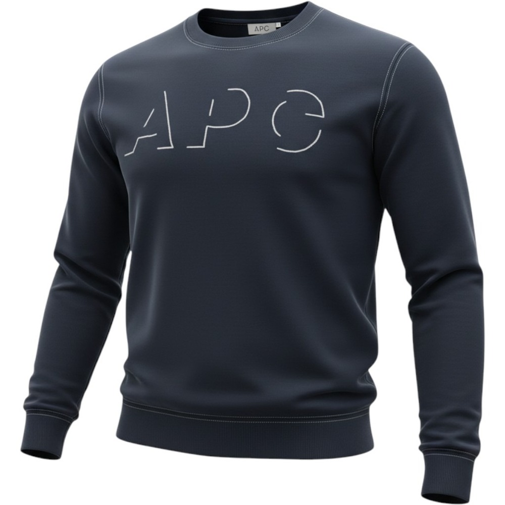 APC Sweatshirt Rue Madame Paris Logo Mens XL Navy Blue Excellent Minimalist